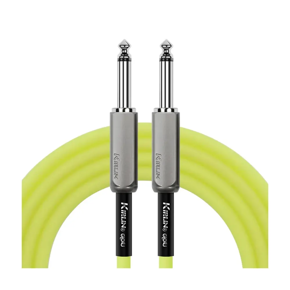 KIRLIN IMGE-221BM 螢光樂器導線 螢光黃 22AWG 6.3mm 雙直頭