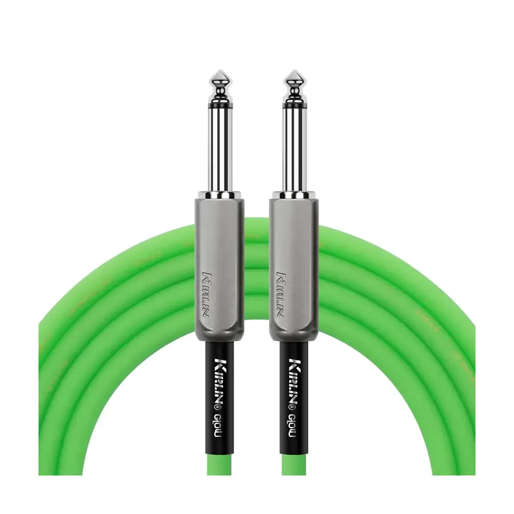 KIRLIN IMGE-221BM 螢光樂器導線 螢光綠 22AWG 6.3mm 雙直頭