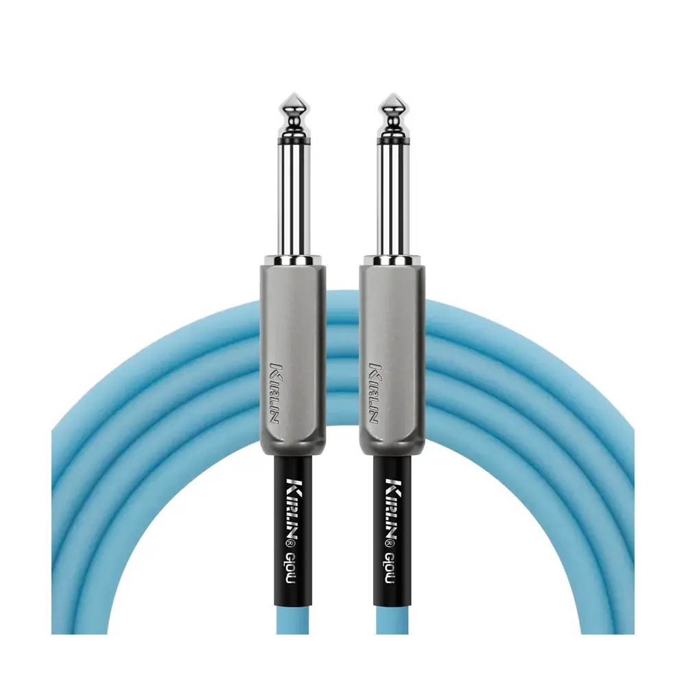 KIRLIN IMGE-221BM 螢光樂器導線 螢光粉藍 22AWG 6.3mm 雙直頭