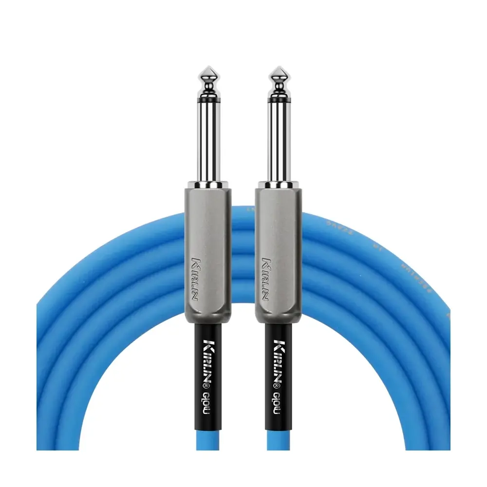 KIRLIN IMGE-221BM 螢光樂器導線 螢光藍 22AWG 6.3mm 雙直頭